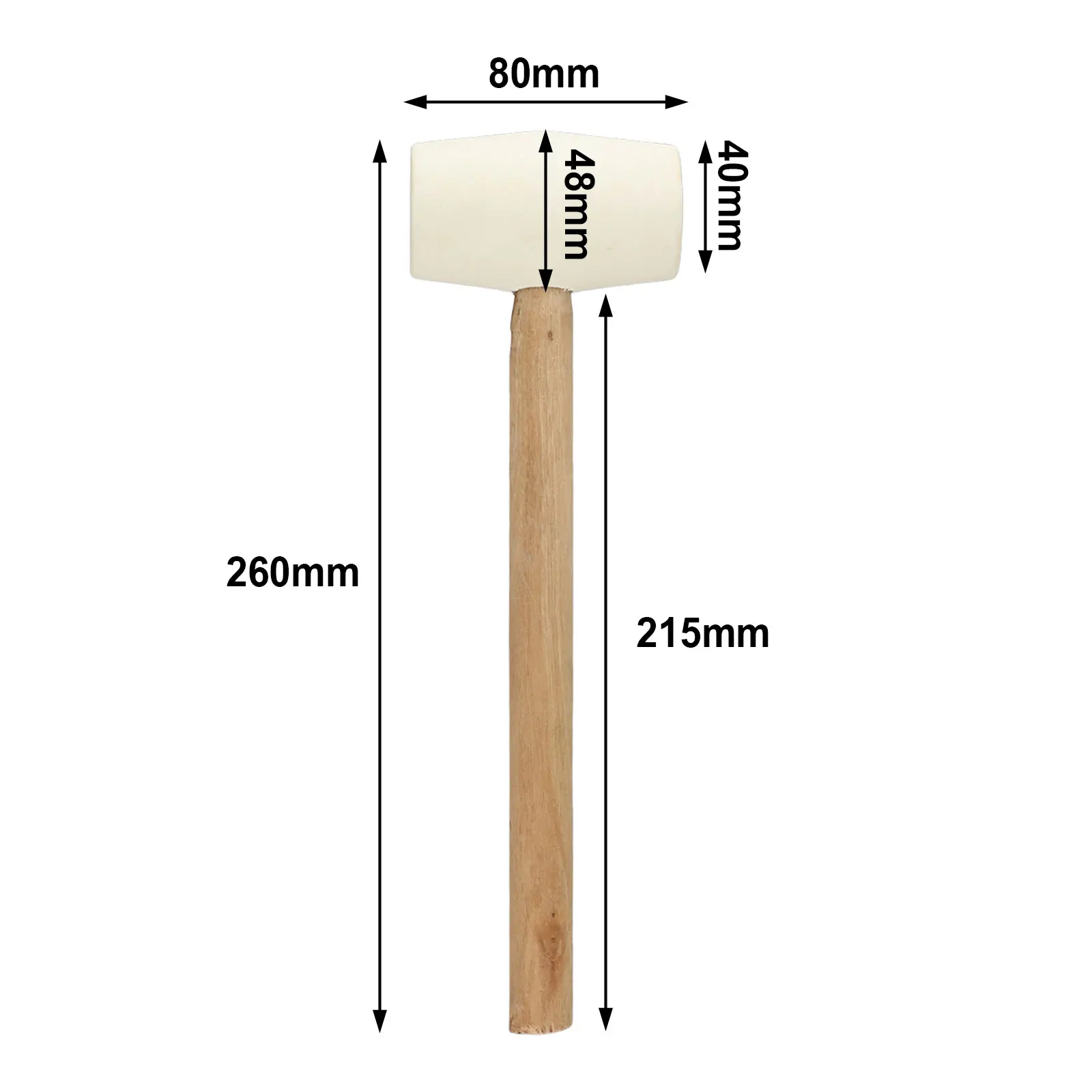 Rubber Hammer For FloorTile Installation Decoration 260x80mm Rubber Hammer Mallet With Wood Handle Hand Tools