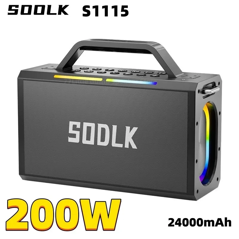 Soolk S1115 200W Heavy Bass Reverberation Blue Tooth Speaker Rgb Portable Subwoofer Outdoor Karaoke Sound System