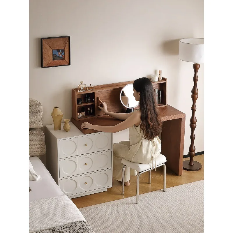 Wabi Sandy Wind Dresser Bedside Table Bucket Cabinet Integrated Medieval Simple White Retro Cream Wind Dresser Storage