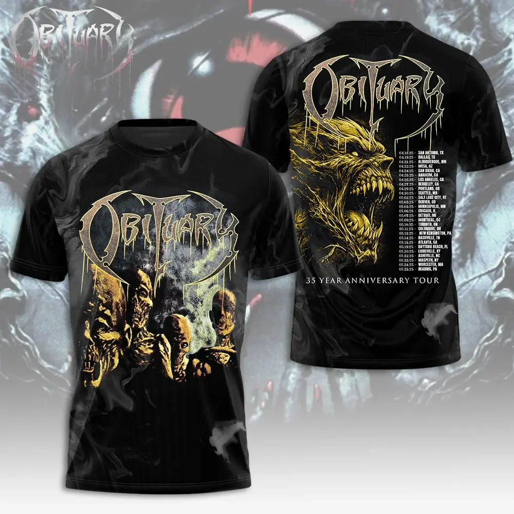 Classic Rock Obituary Album 3D Print T-shirt Summer Unisex Streetwear Men Women Hip Hop Trend Short Sleeve Tee Oversized Y2k Top
