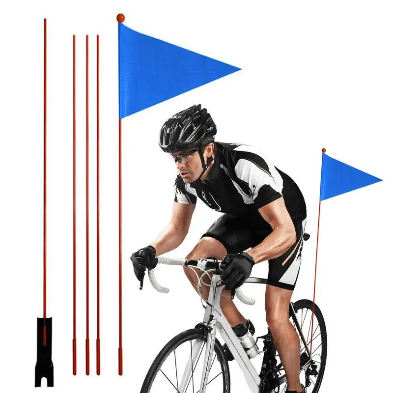 Bike Safety Flag Waterproof Bicycle Flag With Glass Fiber Poles 2.2m Bicycle Rear Decorative Flag For Electric Car Golf Cart