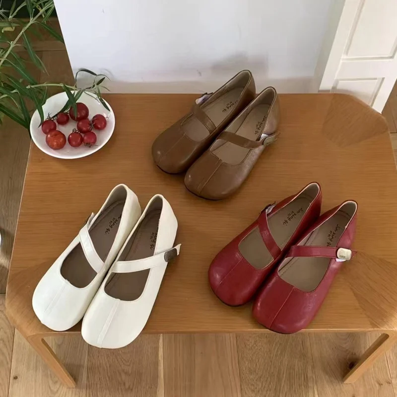 

New Brand Flats Shoes Women Slip On Casual Loafer 2025 Fashion Square Toe Mary Jane Shoes Ballet Moccasins Soft Zapatillas Mujer