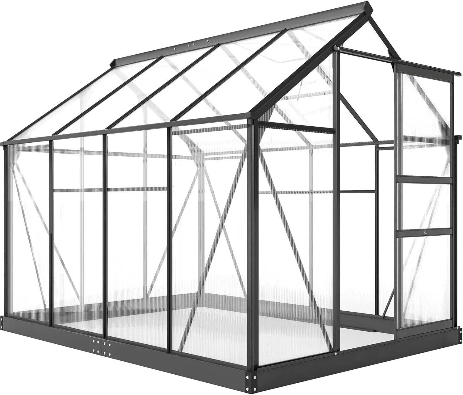 6 X 8 Greenhouse for Outdoors,Polycarbonate Greenhouse with Rain Gutter and Roof Vent, Aluminum Walk-in Green Houses for Outside