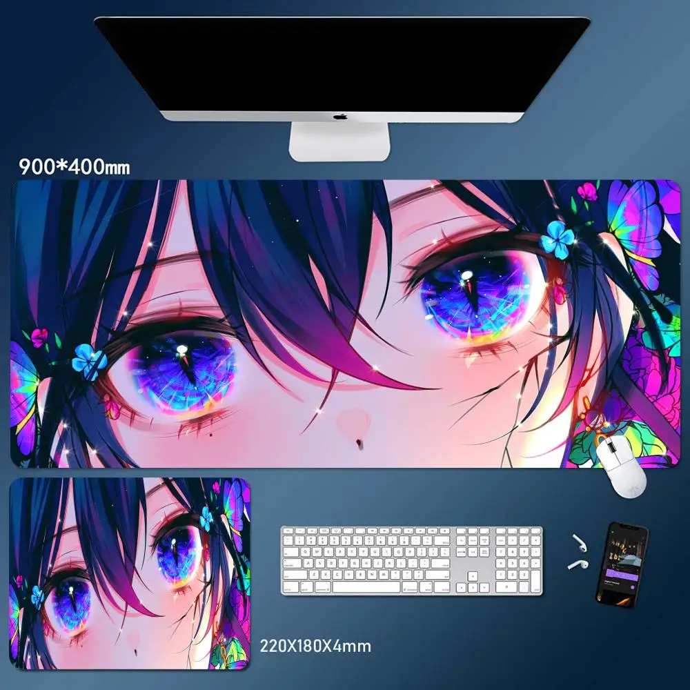 Crystal Eye Large HD Mouse Pad Computer Anime Girl Gamer Keyboard Mousepad Laptop Gaming Accessories Beautiful Desk Mat Carpet