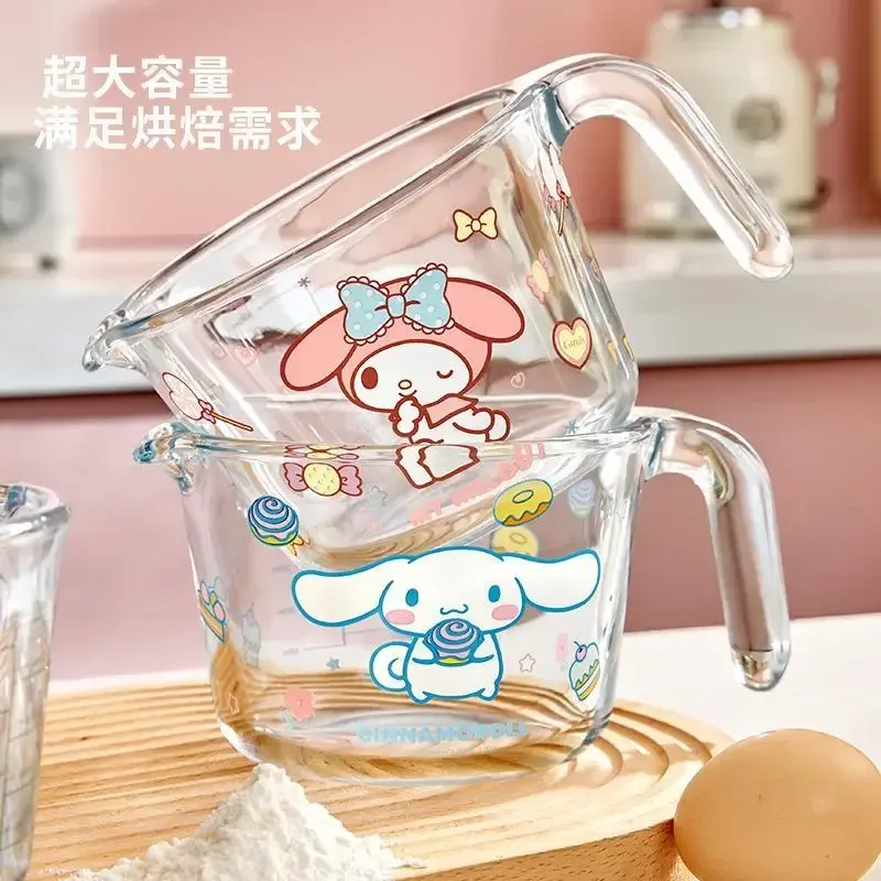 

Sanrio Cinnamoroll Anime My Melody Kawaii Ins Glass Kitchen Baking Bowl Cute Cartoon My Melody Milk Water Cup Gifts for Girls