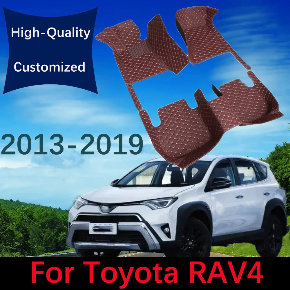 

Custom Leather Car Floor Mats For Toyota RAV4 2013 2014 2015 2016 2017 2018 2019 Automobile Carpet Rugs Foot Pads Accessories