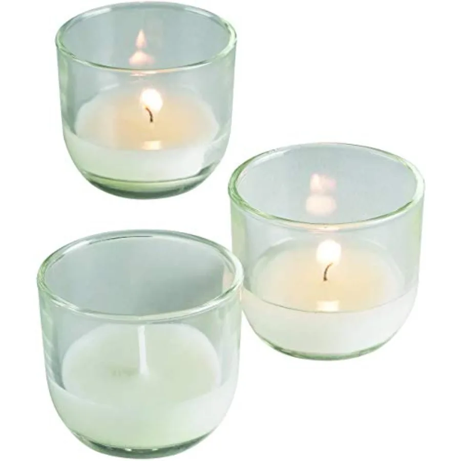 

PetiteLites Tea Lights Wax Candles - 5-Hour Decorative Candles for Centerpieces, Candle Set with Petite Glass Candle Holder - L