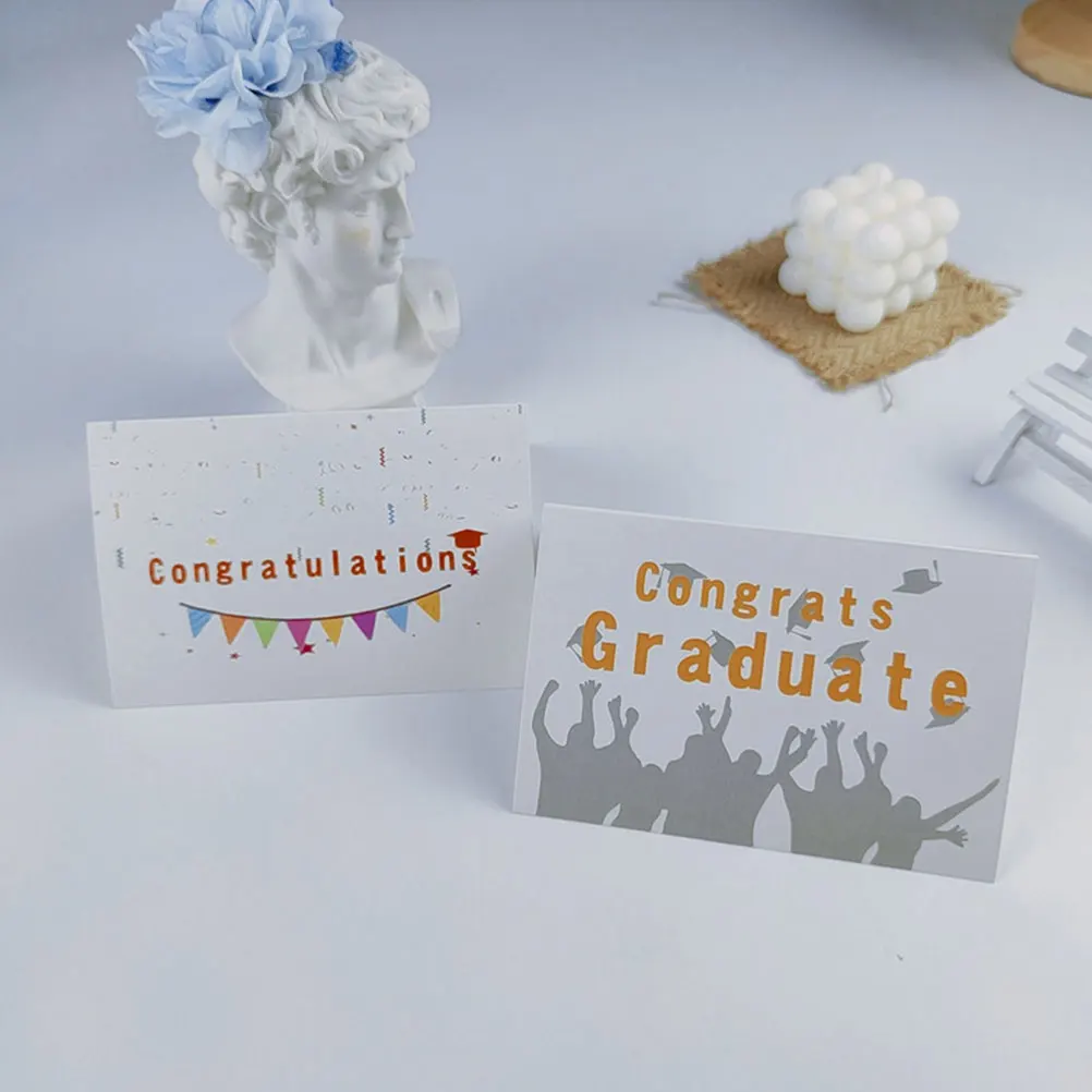 

6 Sets Premium White Cardstock Graduation Greeting Cards Beautiful Invitation Stationery