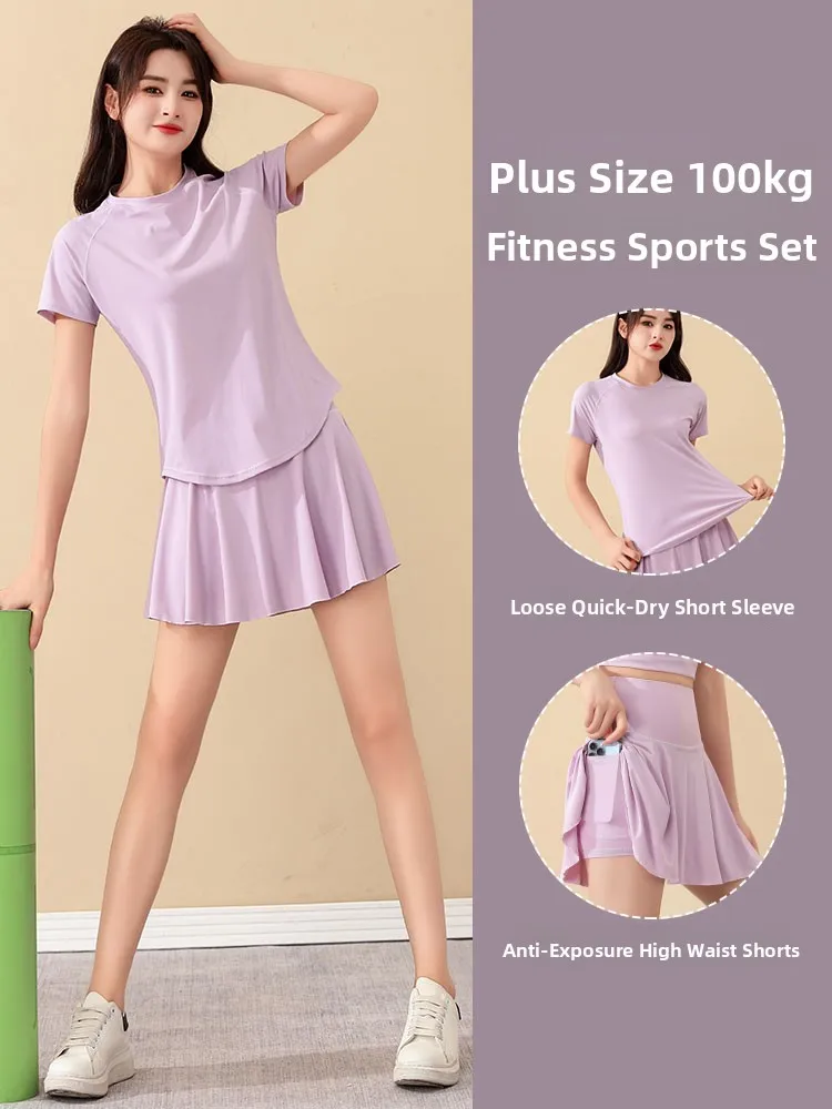 

plus Size Tennis Sportswear Set Women's Casual Fitn ort Skirt Qui Dry Summer New Arrival LefeiYu Breathable Nylon
