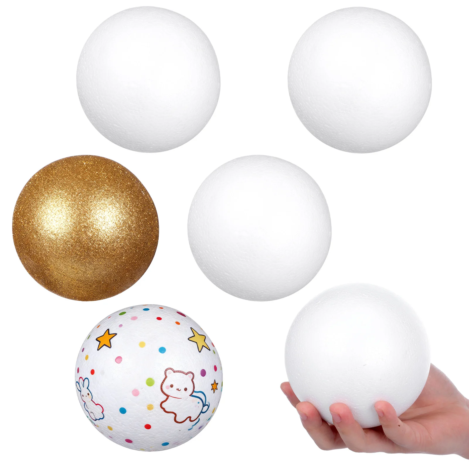 6pcs 12Cm Smooth Balls Painting Diy Children Craft Supplies Children Ball Styrophome Craft Balls Ball Blank Ornament