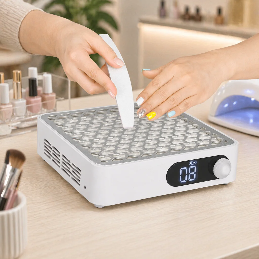 New 60w nail vacuum cleaner 4000 rpm adjustable speed strong suction charging nail vacuum cleaner metal square