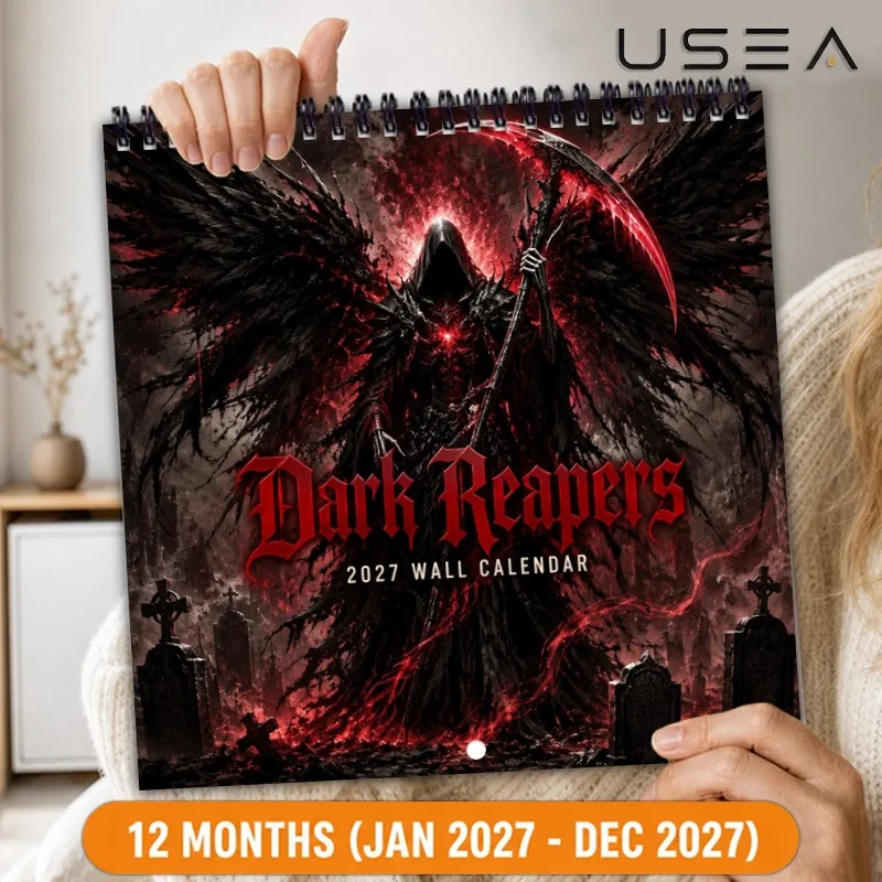 2027 Wall Calendar, Dark Reapers, Twin Wire Spiral Binding, Habit Tracker, Time Management Journal, Christmas Seasonal Gift