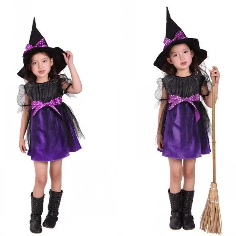 

Детский костюм на Хэллоуин, одежда для выступлений ведьмы, бальная маска, женский наряд ведьмы, традиционный китайский сценический костюм