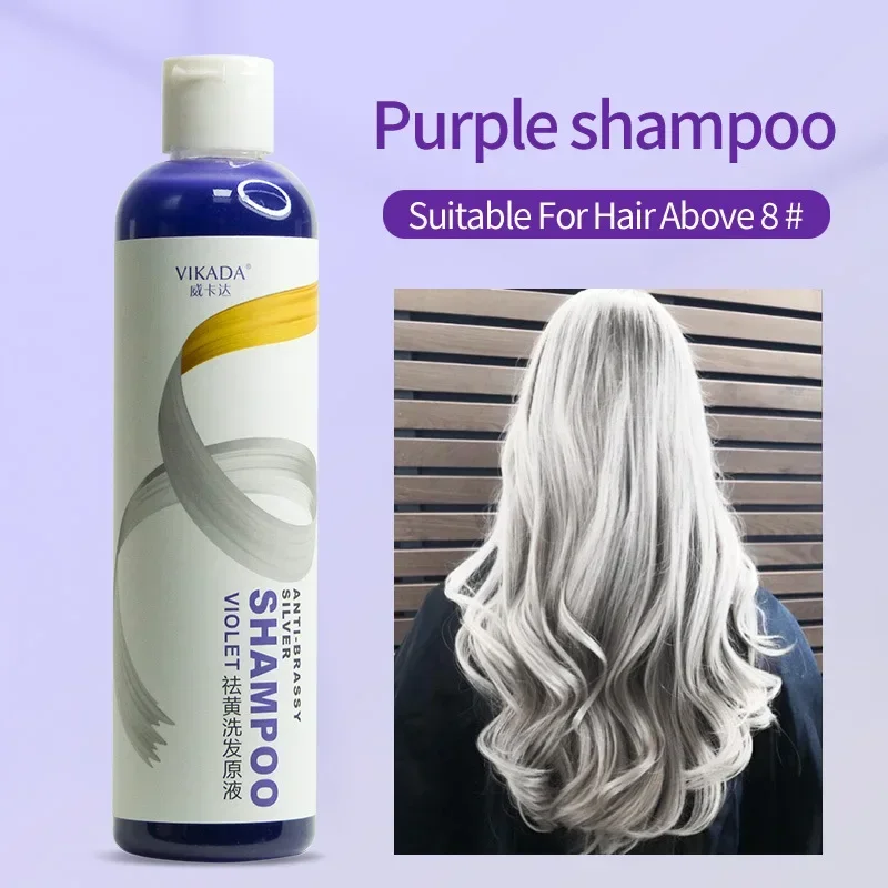 Purple Shampoo Granny Gray Linen Bleaching Hair Correction Yellow Removing Long Lasting Color Locking Protecting Shampoo 275ml