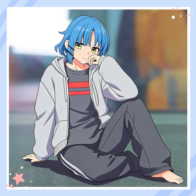 Bocchi The Rock Ryo Yamada Casual Loungewear Anime Figure Sitting Statue Desktop Chassis Decoration For Anime Fans In Stock