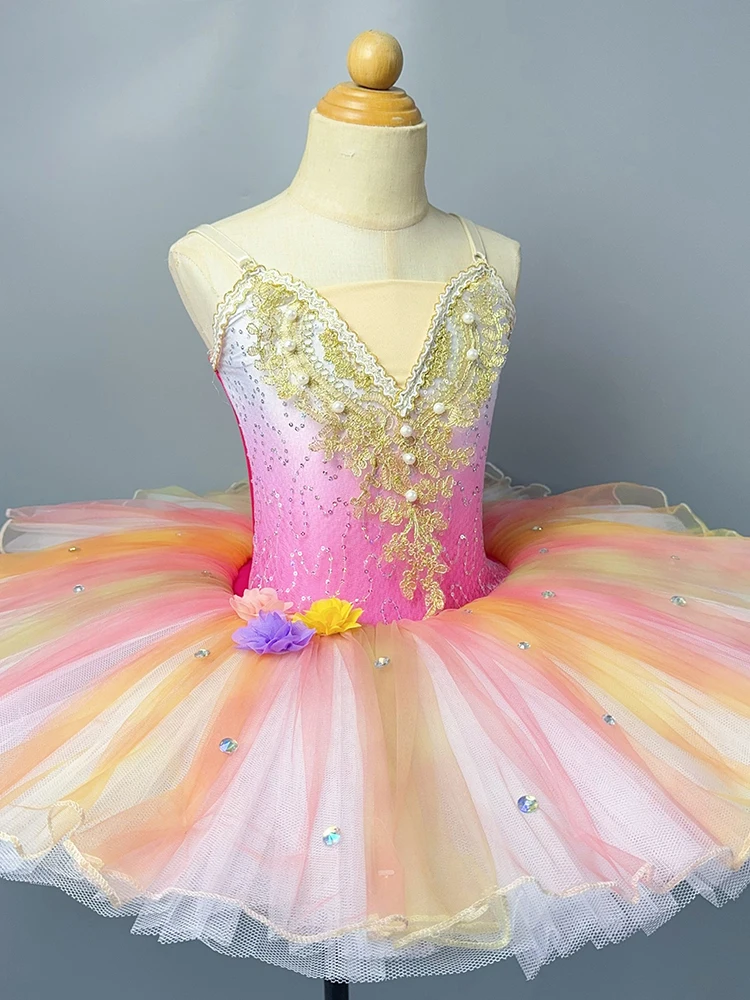 Meninas profissional ballet tutu meninas rosa colorido tule ballet saia bailarinas trajes femininos