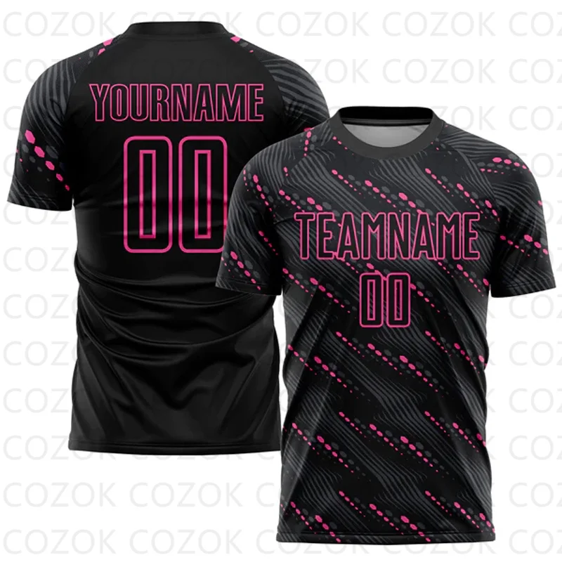 Maßge schneiderte schwarze Fußball trikots für Männer Unisex Fußball Kurzarm sportliche T-Shirts