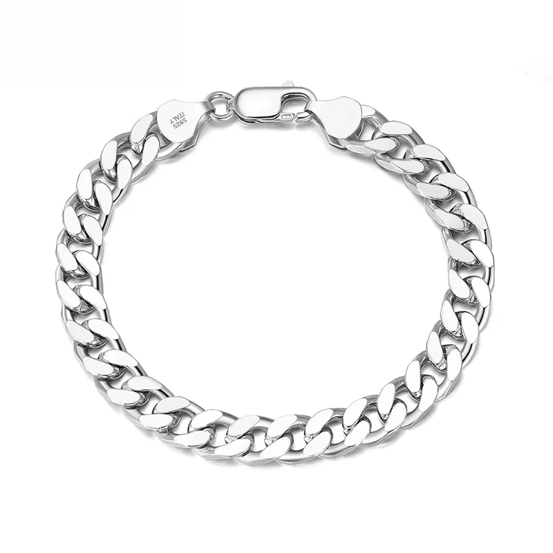 

SB104 Impeccable Italian Silver Bracelet 925 Sterling Jewelry Chunky Cuban Link Chain Bracelet for Men Women