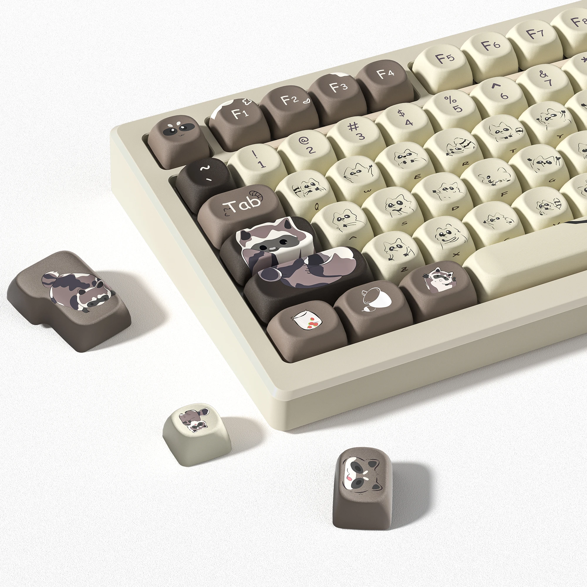 134 Keys Brown Bear MOA Profile PBT Keycaps Customs Dye Sub Key caps for 61/87/104 Cherry MX Switch Gaming Mechanical Keyboard