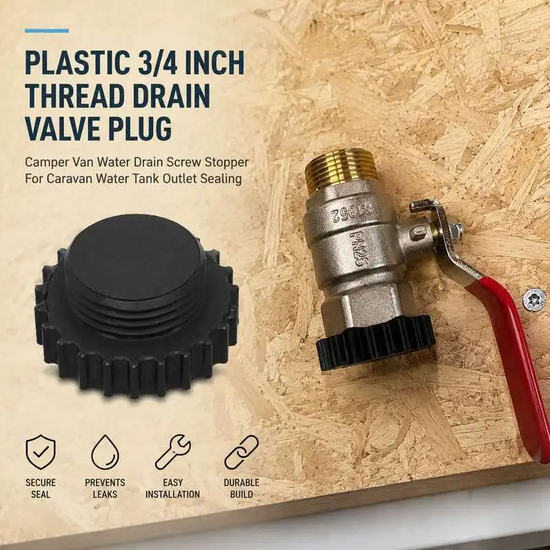 Plastic 3/4 Inch Thread Drain Valve Plug Camper Van Water Drain Screw Stopper For Caravan Water Tank Outlet Sealing