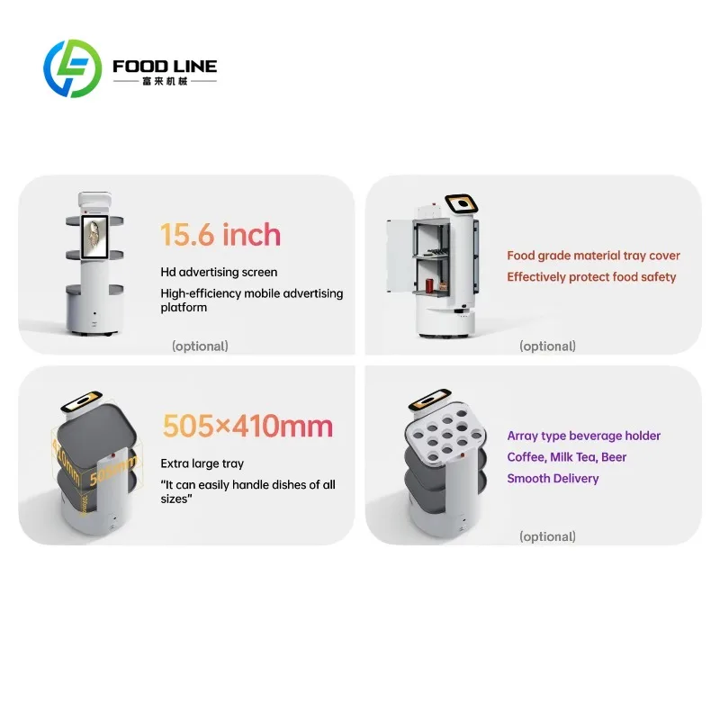 Customized Intelligent Food Delivery Robot Waiter, Fully Automatic Program, Can Be Applied to Hotels, Restaurants Factory