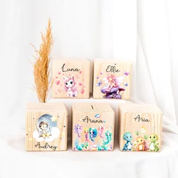 Money Box with Name Children's Forest Animals Money Box Baptism Gift Children's Room Decoration Wooden Piggy Bank New Baby Gifts