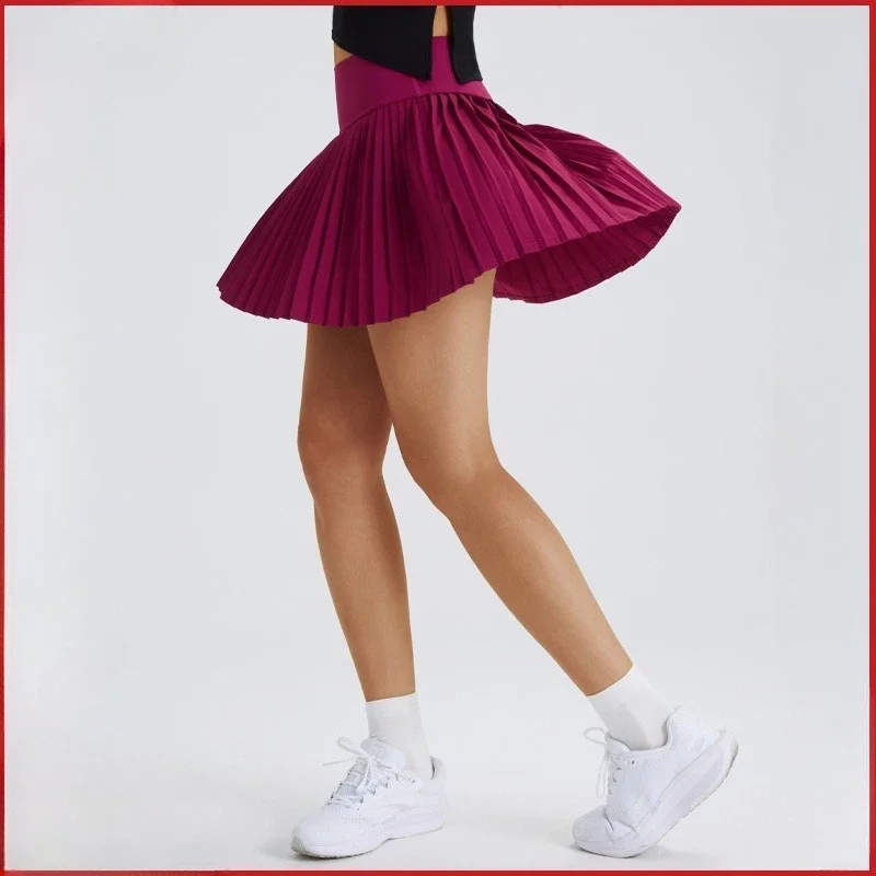 Summer Women's Yoga Pleated Skirt Sports Fitness Skirt Anti-light Badminton Golf Short Tennis Skirt with Shorts