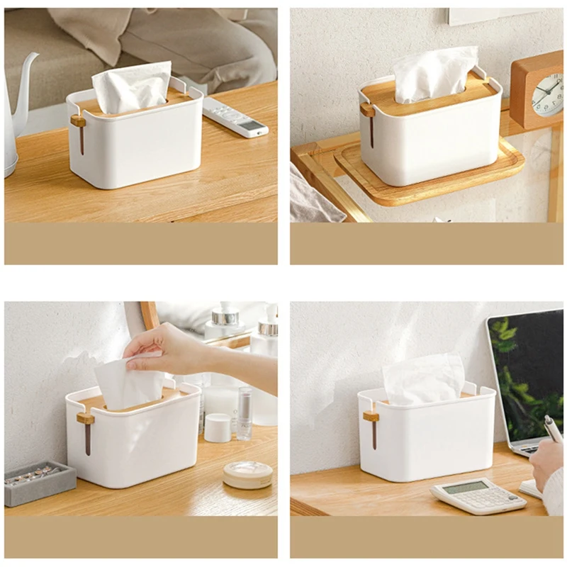 Home Küche Holz Kunststoff Tissue Box Desktop Tissue Box Haushalt Bambus Deckel Heben Tissue Box