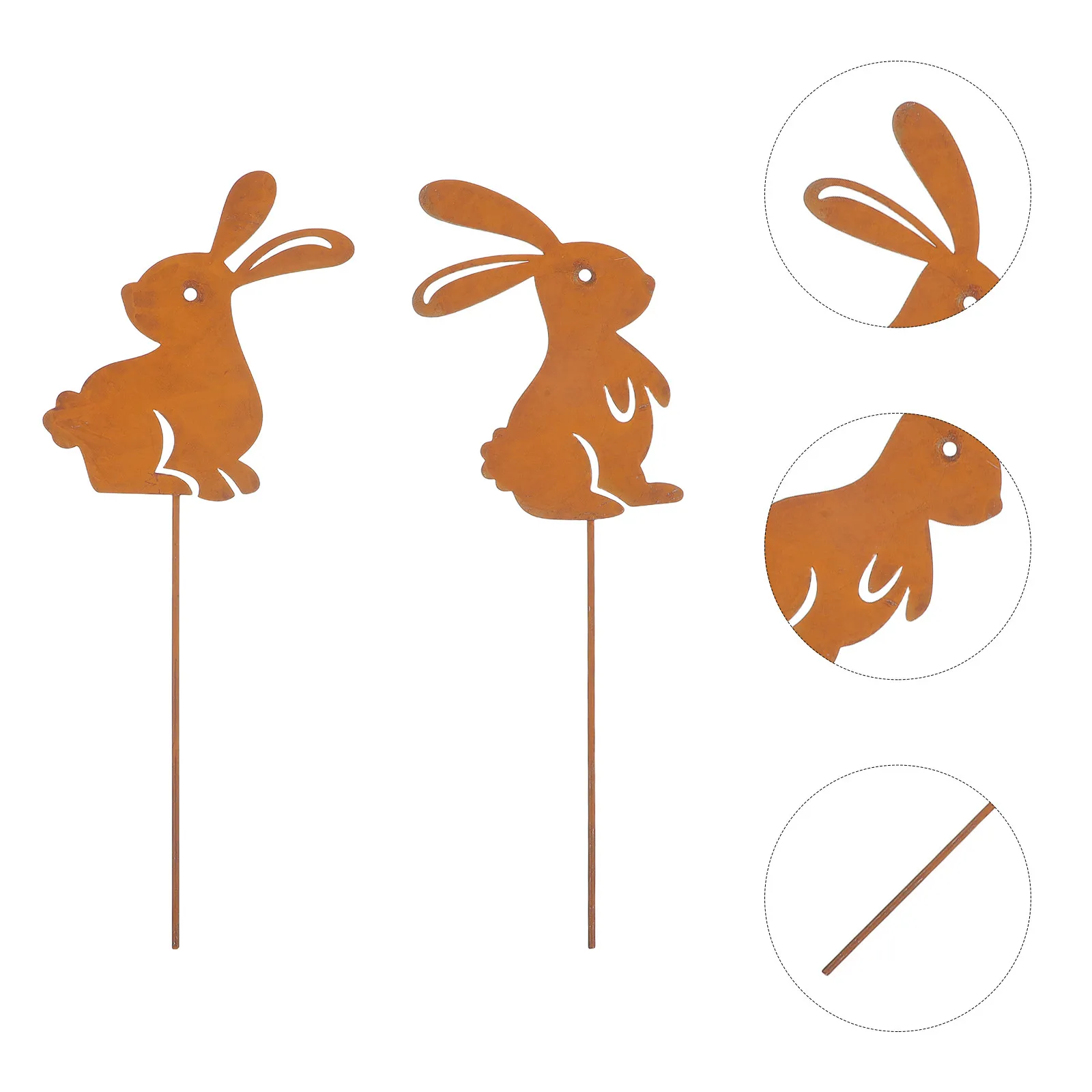 

2 шт. Металлические садовые декоративные фигурки кроликов в деревенском стиле для газона, цветочных горшков, патио, пасхального декора сада