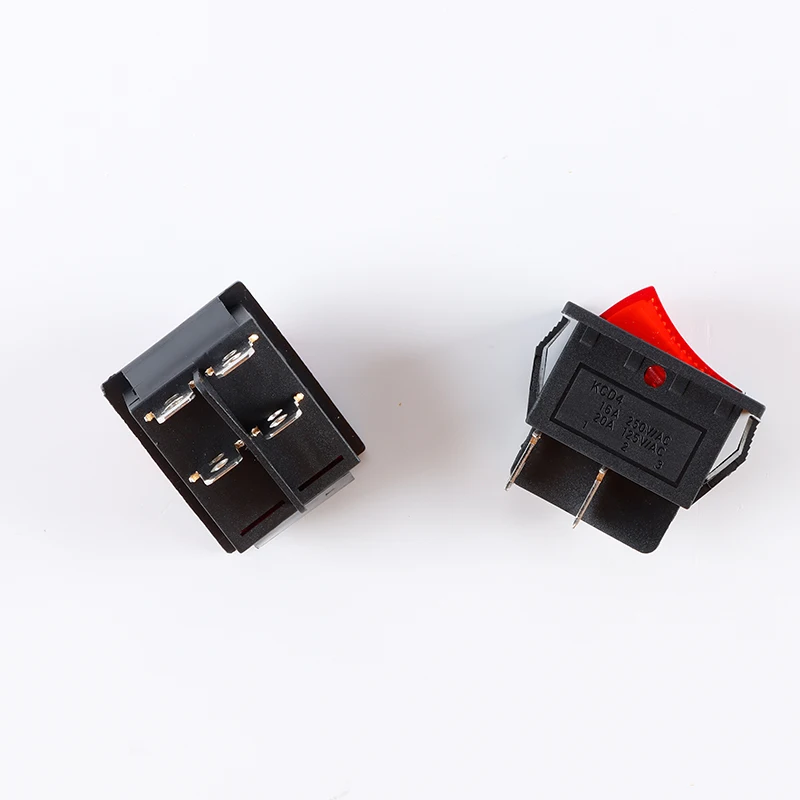 2 Position Red Light Rocker Switch 16A/250V KCD4-20 4 Pin ON/OFF Toggle Switches 31 x 25mm