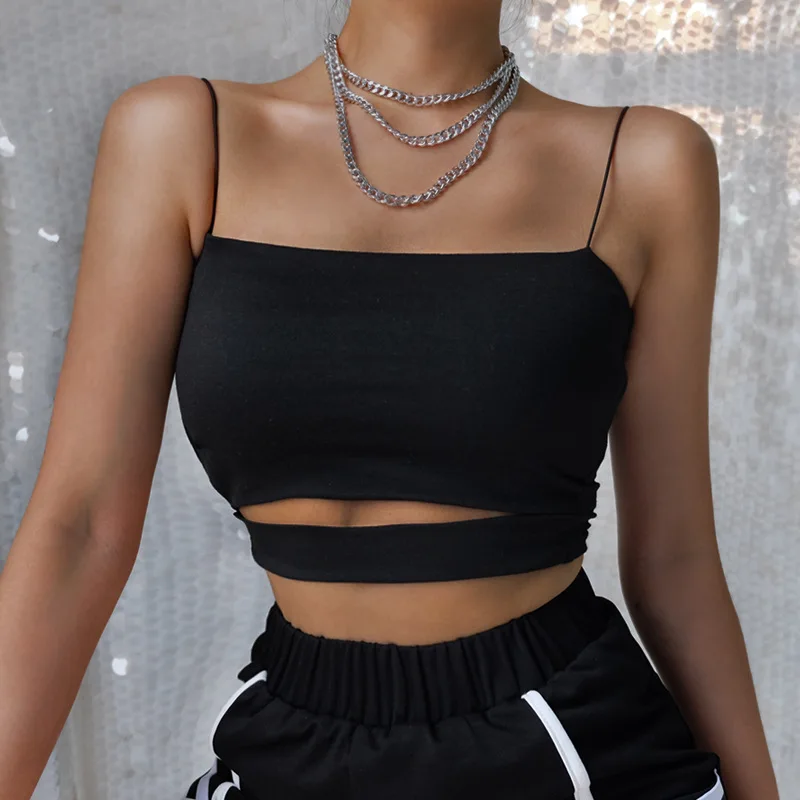 2025 New Fashion Hot Sexy Women Summer Sexy Casual Sleeveless Cut-Out Short Tee Shirt Crop Top Vest Strap Tank Top Blouse