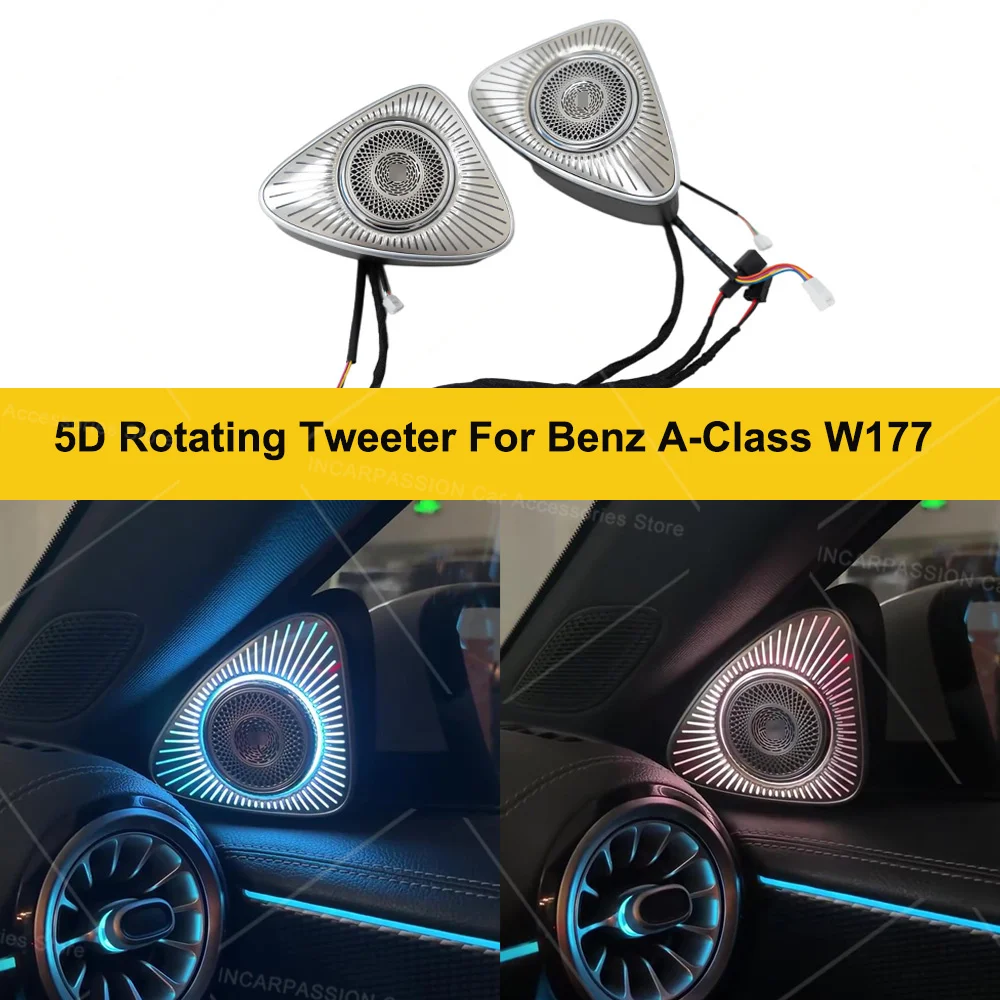 5D Rotating Tweeter Ambient Light For Benz A-Class W177 Car Audio System Upgrade Luminous Speaker Horn Refit Plug and Play