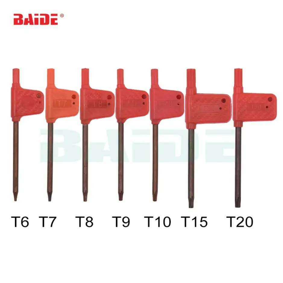 T6 T7 T8 T9 T10 T15 T20 Torx Screwdriver Spanner Key Small Red Flag Screw Drivers Tools 200pcs/lot