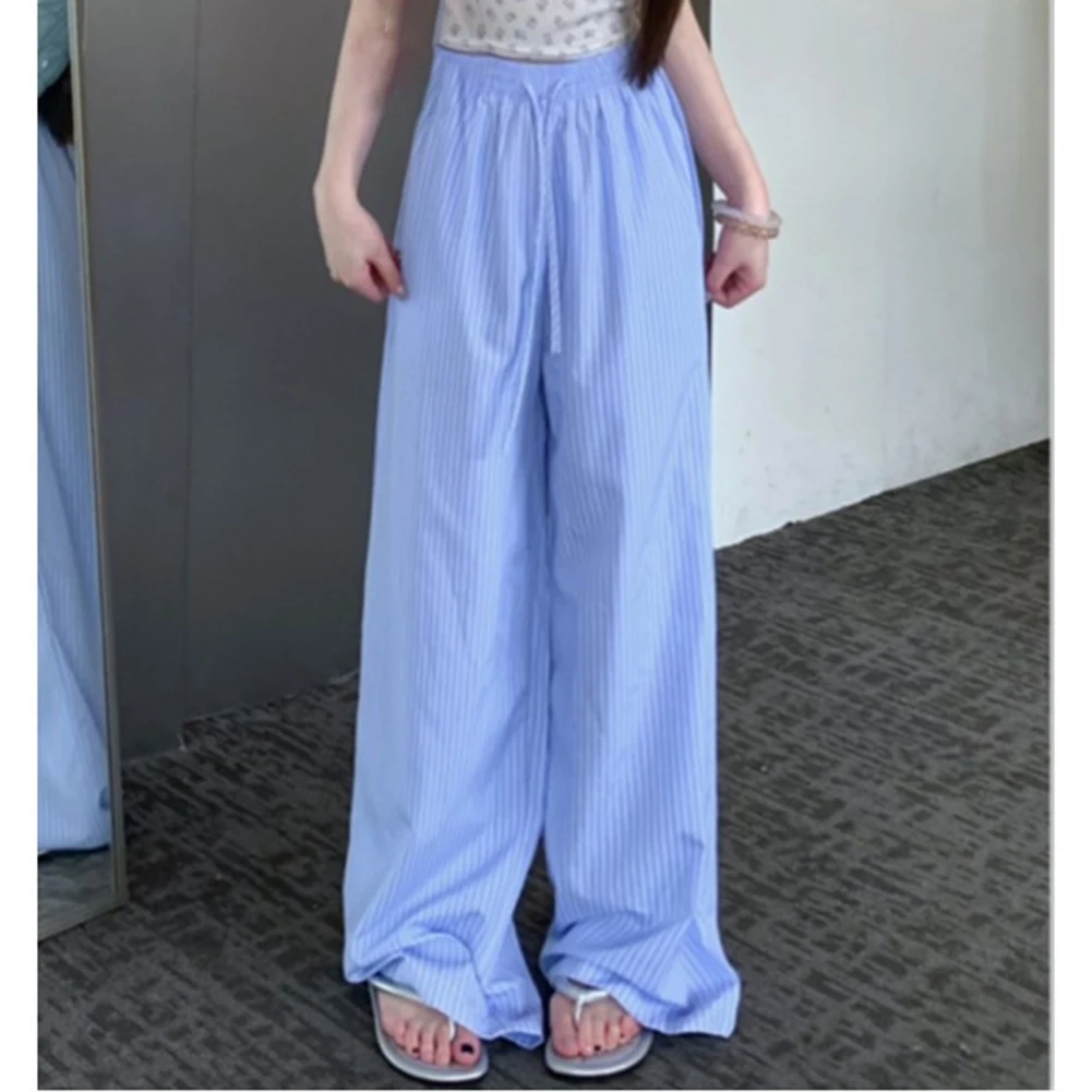 

Сплошные женские повседневные брюки с драпировкой и плиссированными деталями, свободные прямые брюки с высокой талией для повседневного использования