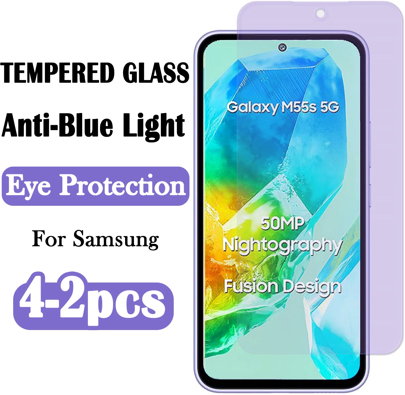 

2-4 Pcs Anti-blue Light Tempered Glass For Samsung Galaxy M55 M55S M53 M34 M14 M05 M35 M54 M04 M23 M33 M15 M52 Screen Protector