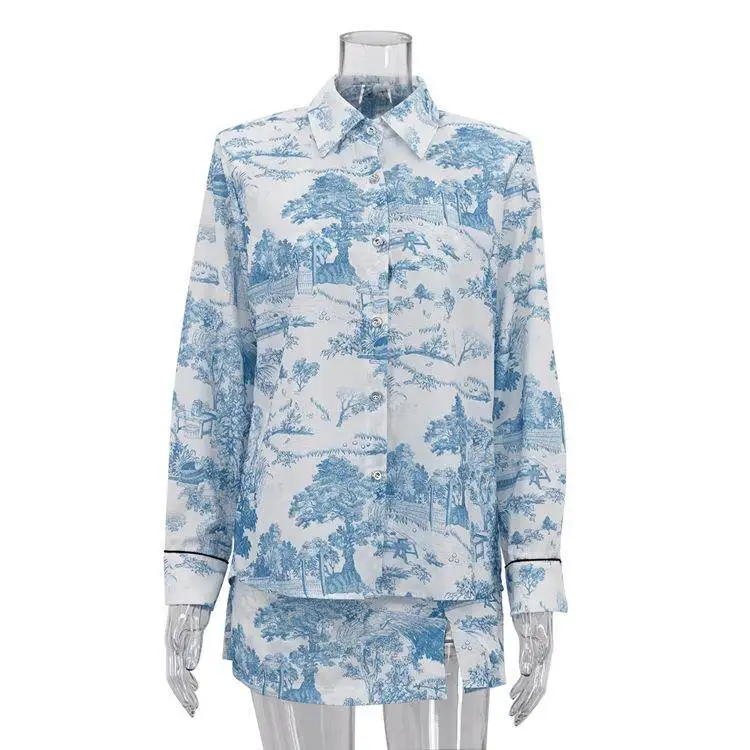 Setelan Wanita Musim Semi Gugur, Rompi, Rok Belah, Lengan Panjang, Kerah Lipat, Gaya Cina, untuk Wanita Paruh Baya