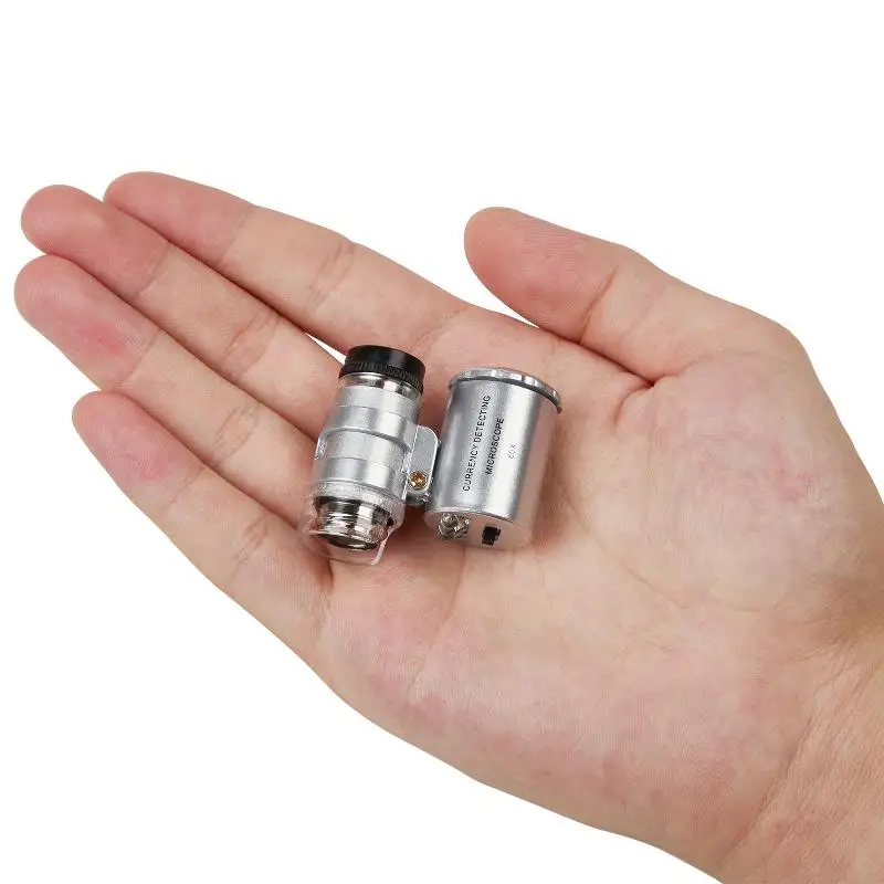 Mini 60X Microscope LED Jewelry Loupe UV Currency Detector Portable Magnifier Magnifying Eye Lens For Jewelry Antique Supply