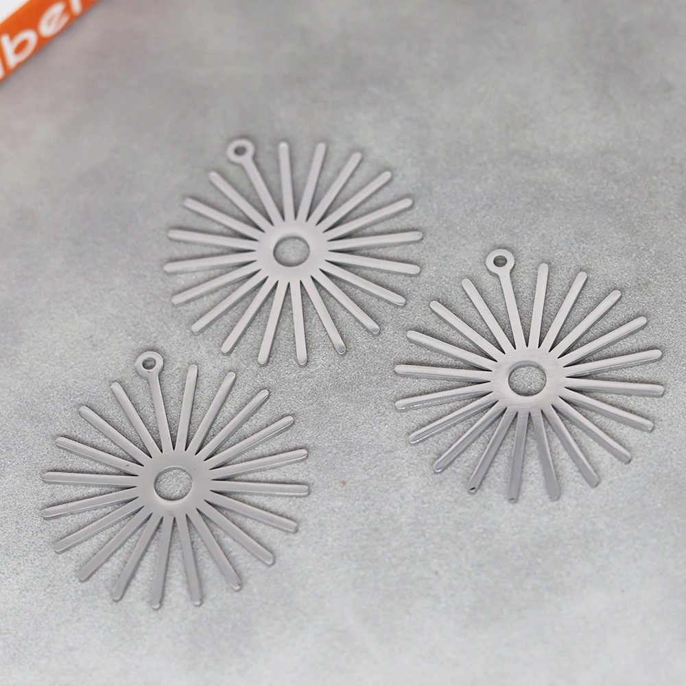 DIY Craft Sun Earrings Necklace Finding Accessories Charms for Jewelry Making Stainless Steel Pendant Craft Metal Materials Bulk