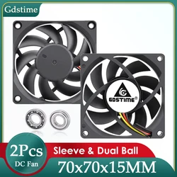 Gdstime 2PCS DC 5V 12V 24V 7015 Axial Fan 7cm 70mm Dual Ball Cooling Fan 70x70x15mm Silent Cooler for PC Laptop Computer Cooler
