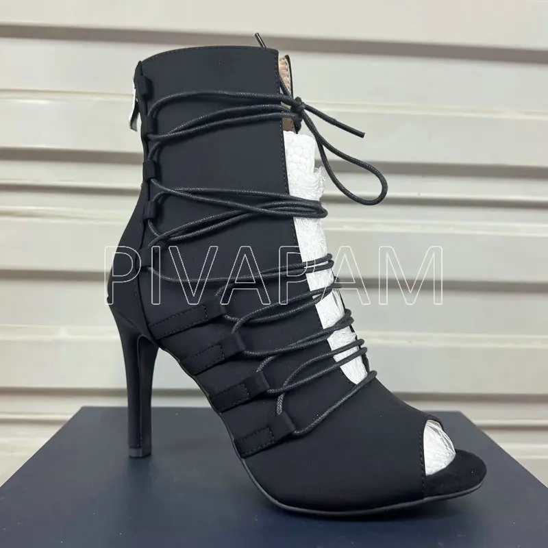 

Womens Stilettos Heels Dance Shoes Satin Peep Toe Lace Up Bandage Summer Shoes Ladies Party Tango Salsa Dance Heels Ballroom