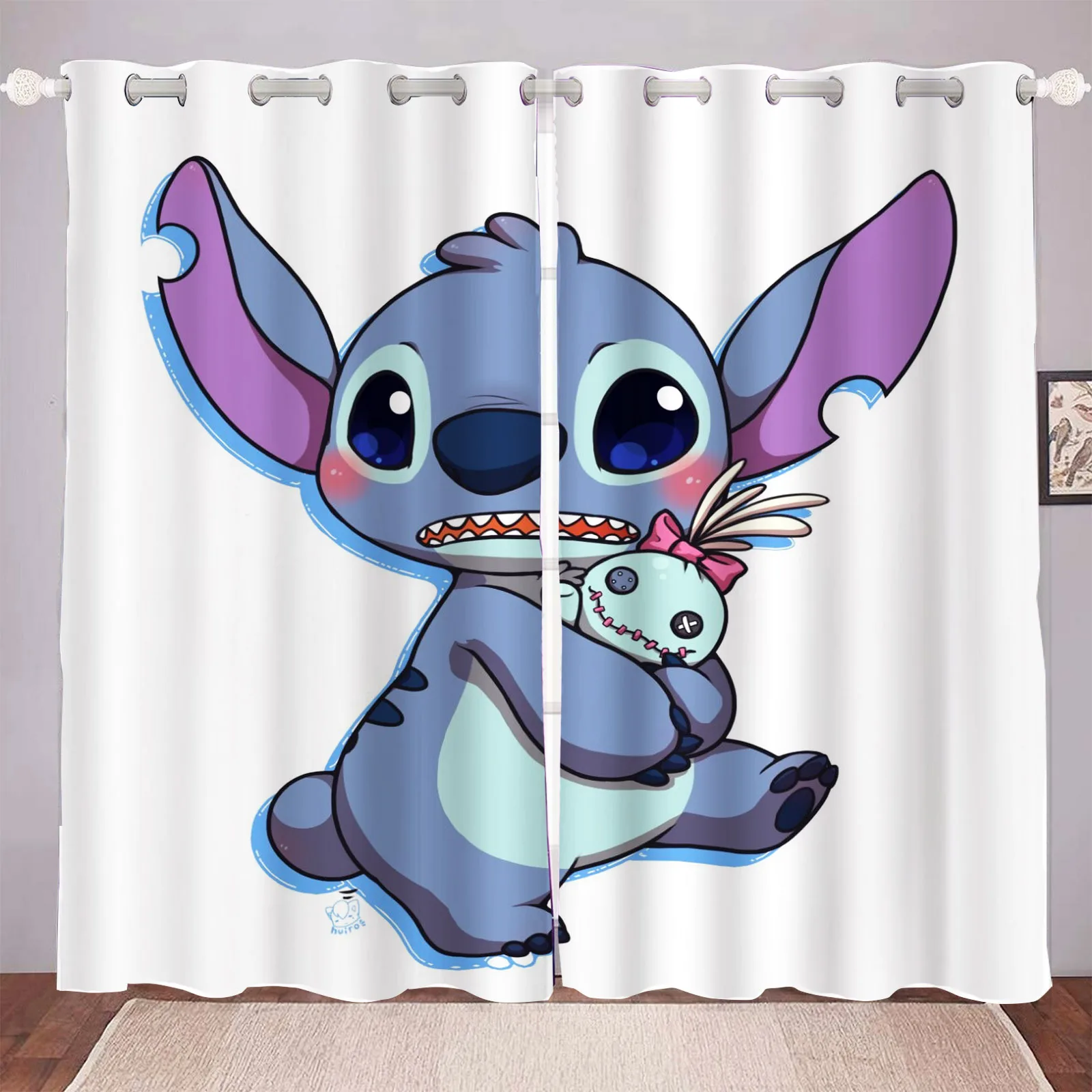 Stitch Disney Curtains Living Room Blackout Cartoon Animated Curtains Children Customisable Home Nursery Window Treatments