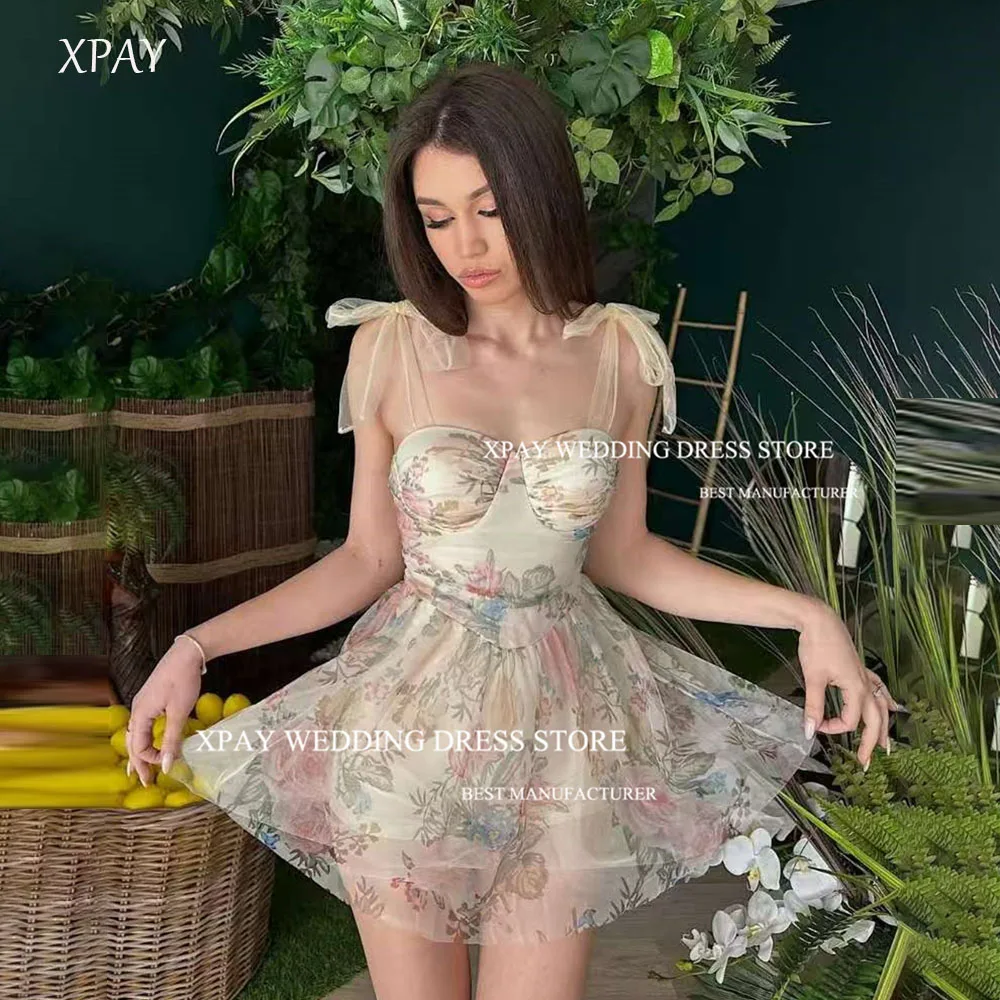 

XPAY Sweet Fairy Mini Printed Short Party Prom Dresses Women Bow Straps Summer Dress Formal Evening Gowns Customized 2025