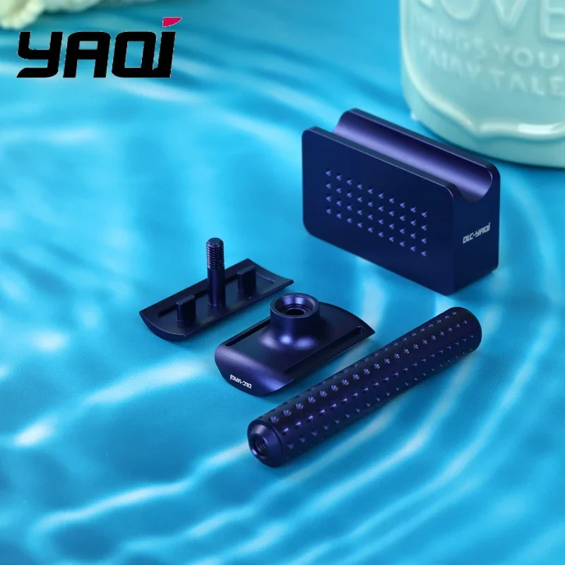 YAQI Sputnik Dark Blue Color Aluminum Men Safety Razor And Holder Gift box set Practical Men's Gift for Dad, Husband, Boyfriend
