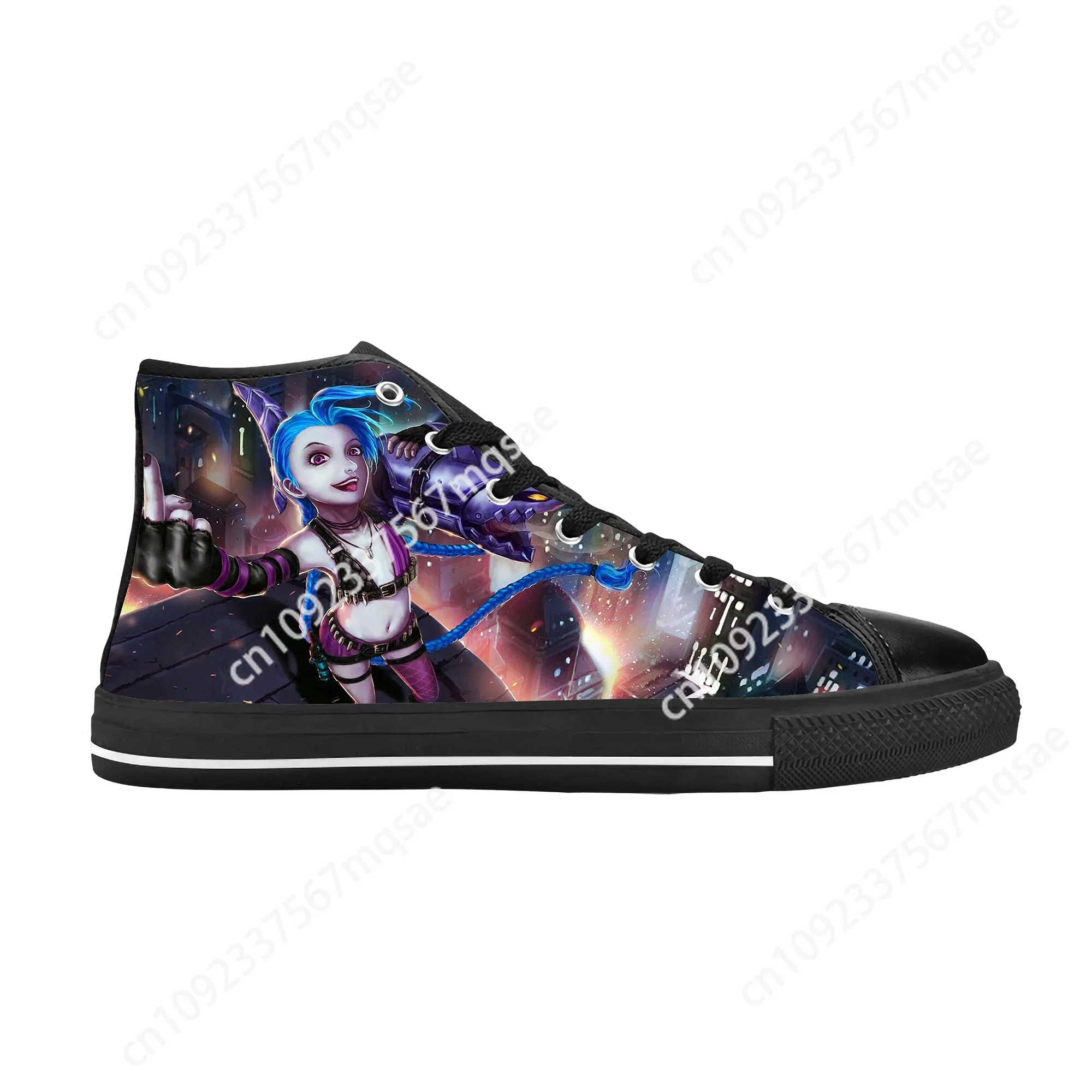 Jinx Arcane League of Legends Lol Game Anime Cute Casual Cloth Shoes High Top Comfortable Breathable 3D Print Men Women Sneakers