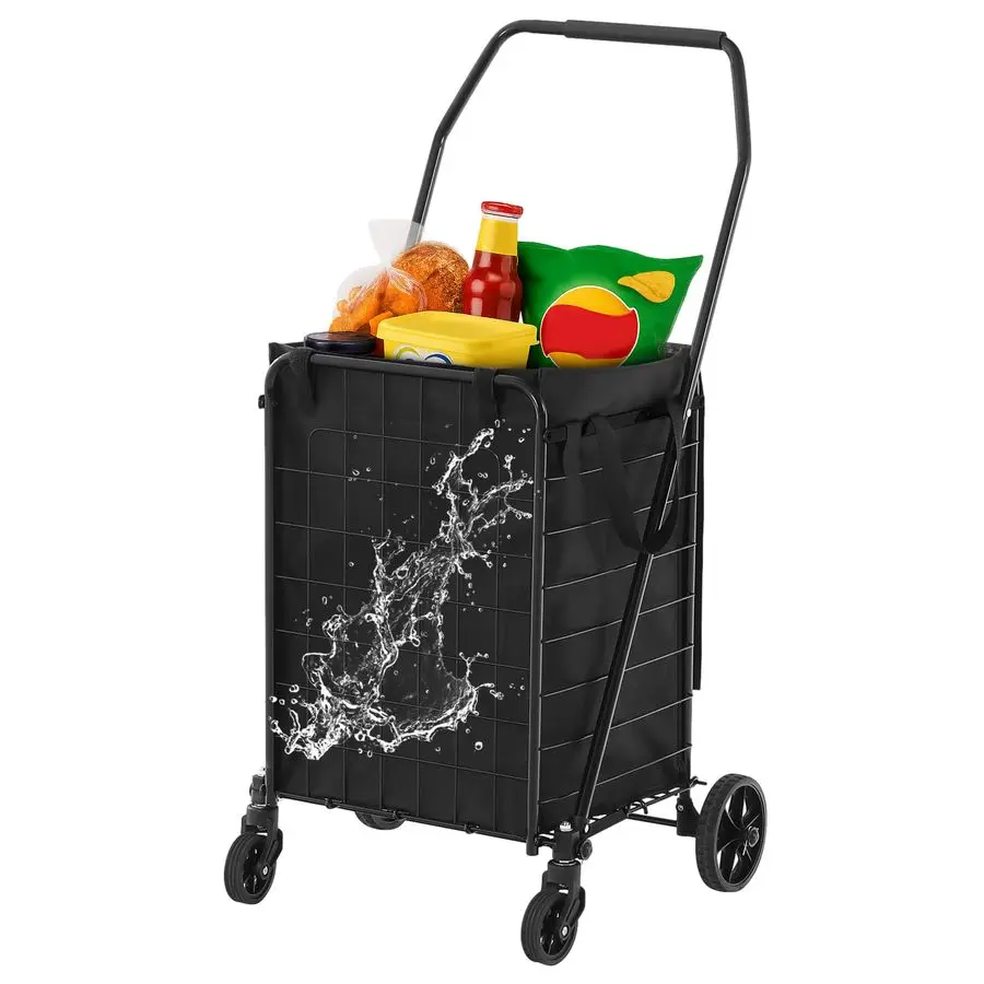 

Складная тележка для покупок с вкладышем, складная тележка для продуктов на колесах для пожилых людей, портативная складная универсальная тележка для покупок