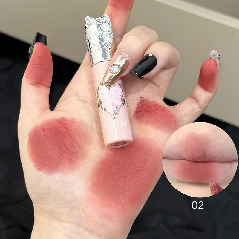 QIBEST New 4 Colors Matte Nude Liquid Lipstick Long-lasting Makeup Sexy Red Lipgloss Tint Waterproof Lip Mud Korean Cosmetics