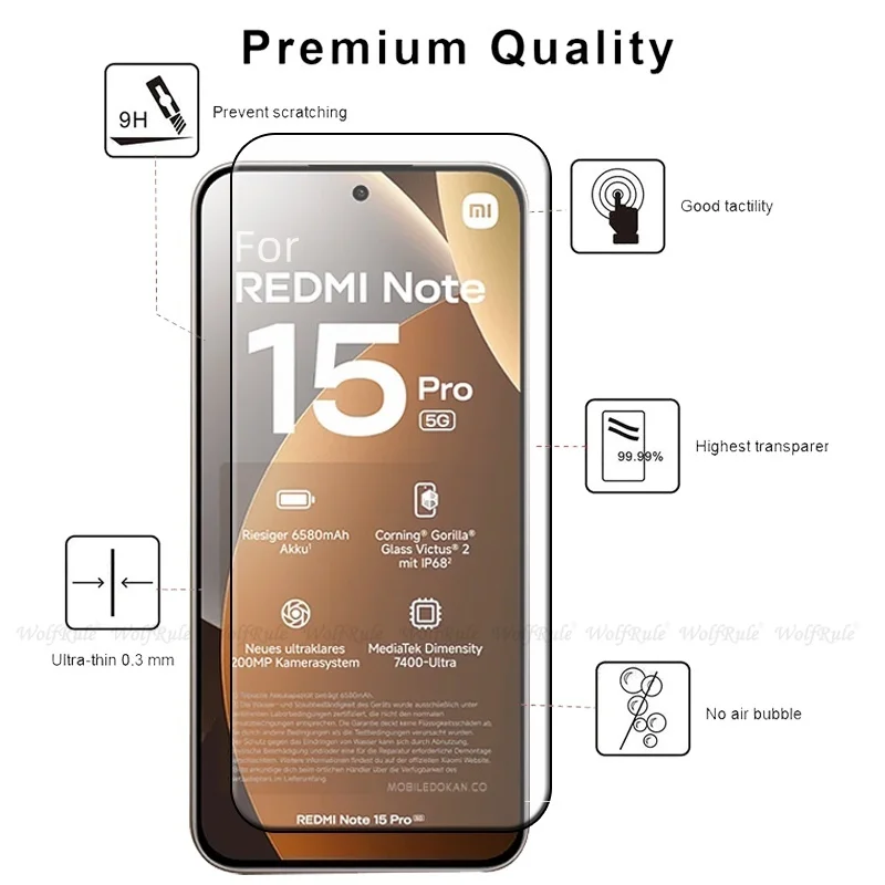 6 في 1 لهاتف Redmi Note 15 Pro Glass Xiaomi Redmi Note 15 Pro واقي شاشة مسطح 9H زجاج عدسة Redmi Note 15 Pro #3