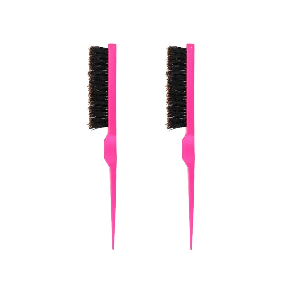 

2pcs Pig Bristle Comb Smooth Detangling Teeth Scalp Massage Comfortable Grip Curly Hair Mini Comb Pointed Tail