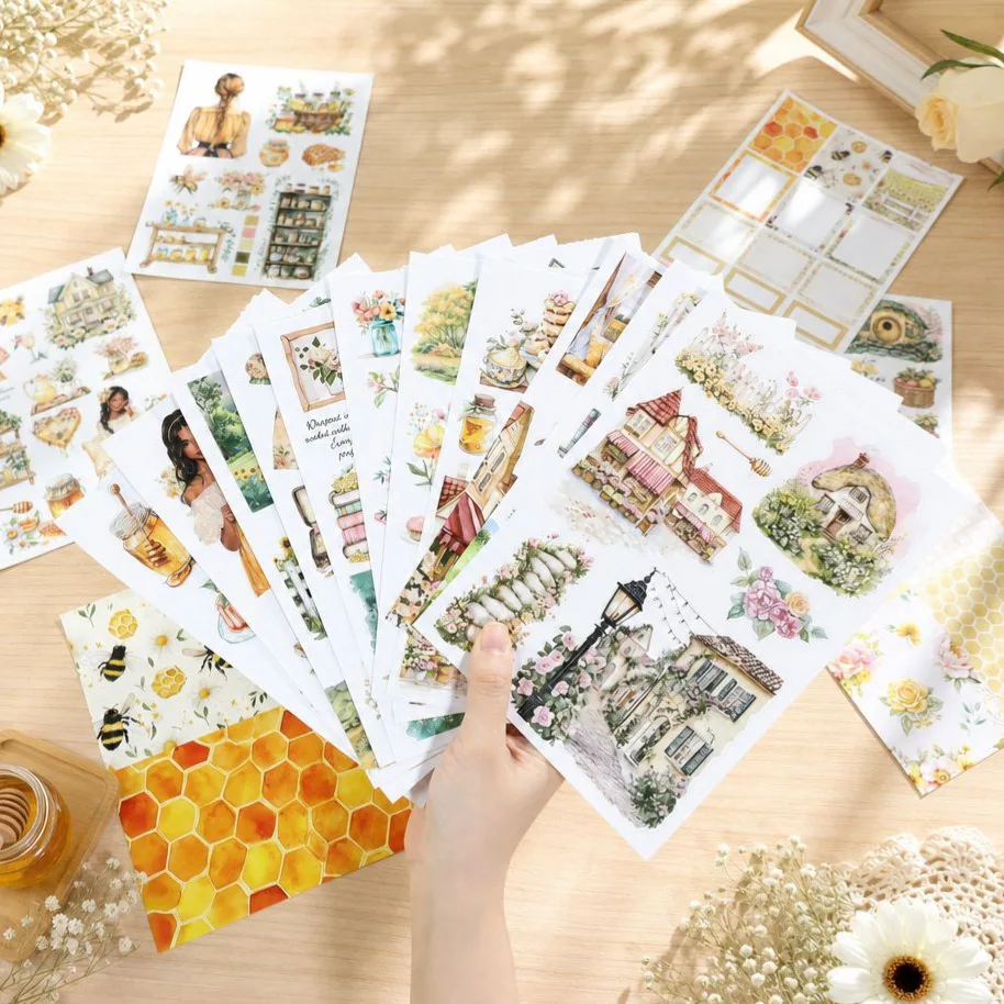 20 Sheets Vintage French Style Floral Scrapbook Sticker Book Country Girl Themed Decals for Journaling DIY Craft Supplies