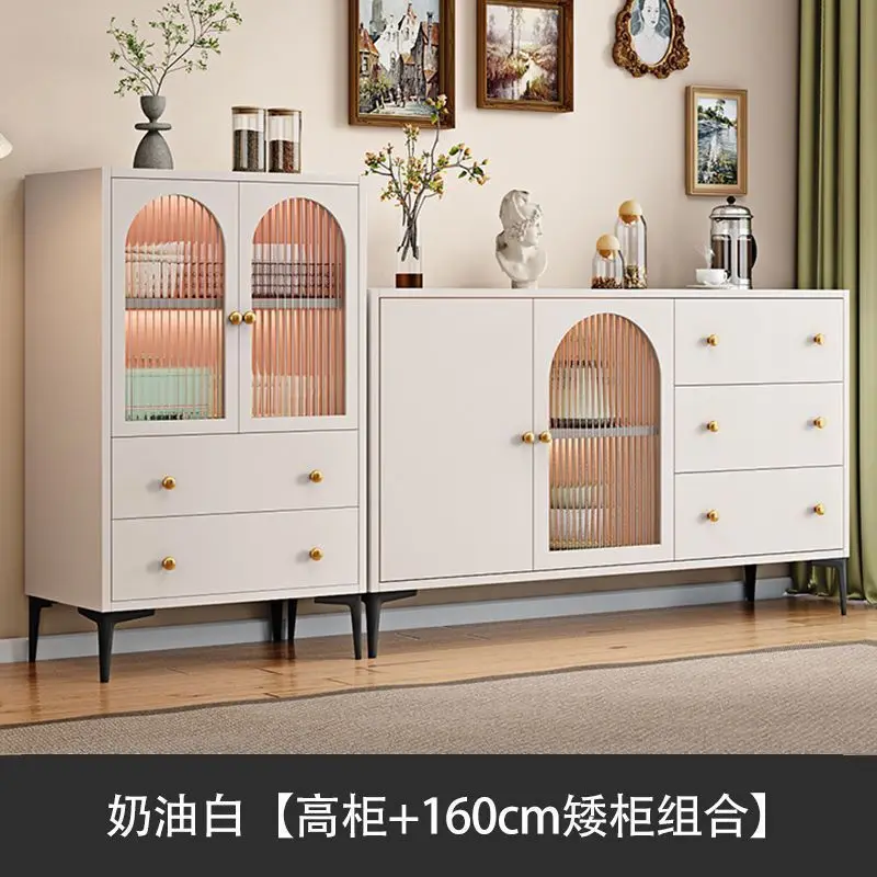 

Cream style dining side cabinet cupboard cupboard tea cabinet Nordic style living room storage cabinet against the wall multi-fu